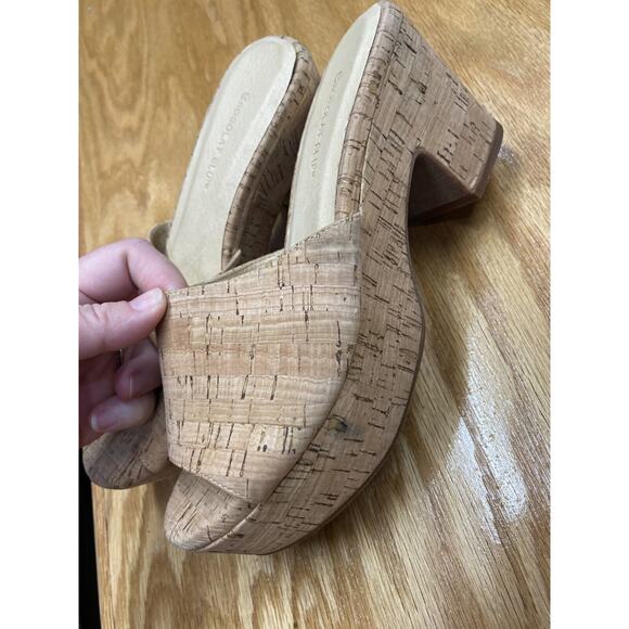 Chocolat Blu Golden Platform Sandals Women's 7.5 Brown Leather Block Heel S64 - Picture 2 of 5